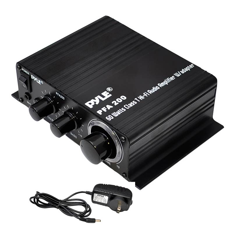 Pyle PCM20A Audio Power 60W HiFi Mini Amplifier Receiver with Adapter (2 Pack)