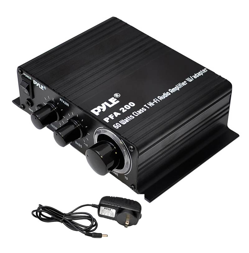 Pyle PCM20A Audio Power 60W HiFi Mini Amplifier Receiver Sound System w/ Adapter