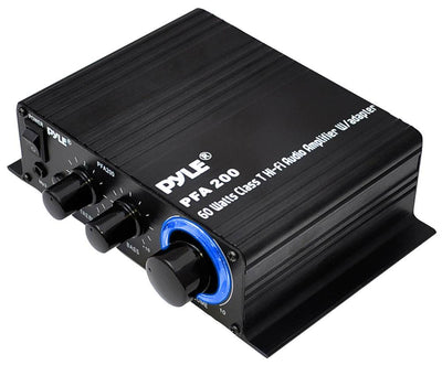 Pyle PCM20A Audio Power 60W HiFi Mini Amplifier Receiver with Adapter (4 Pack)