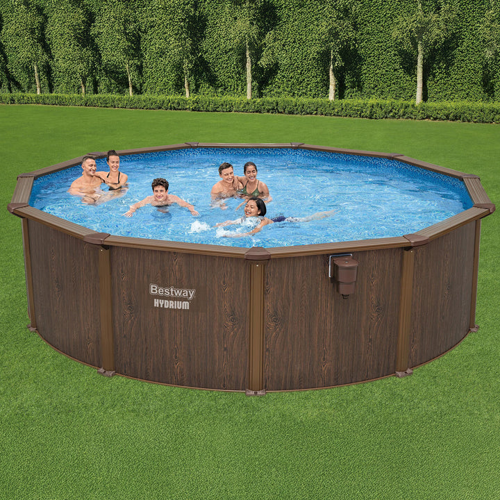 Bestway Hydrium 16’ x 52” Steel Wall Round Above Ground Swimming Pool Set