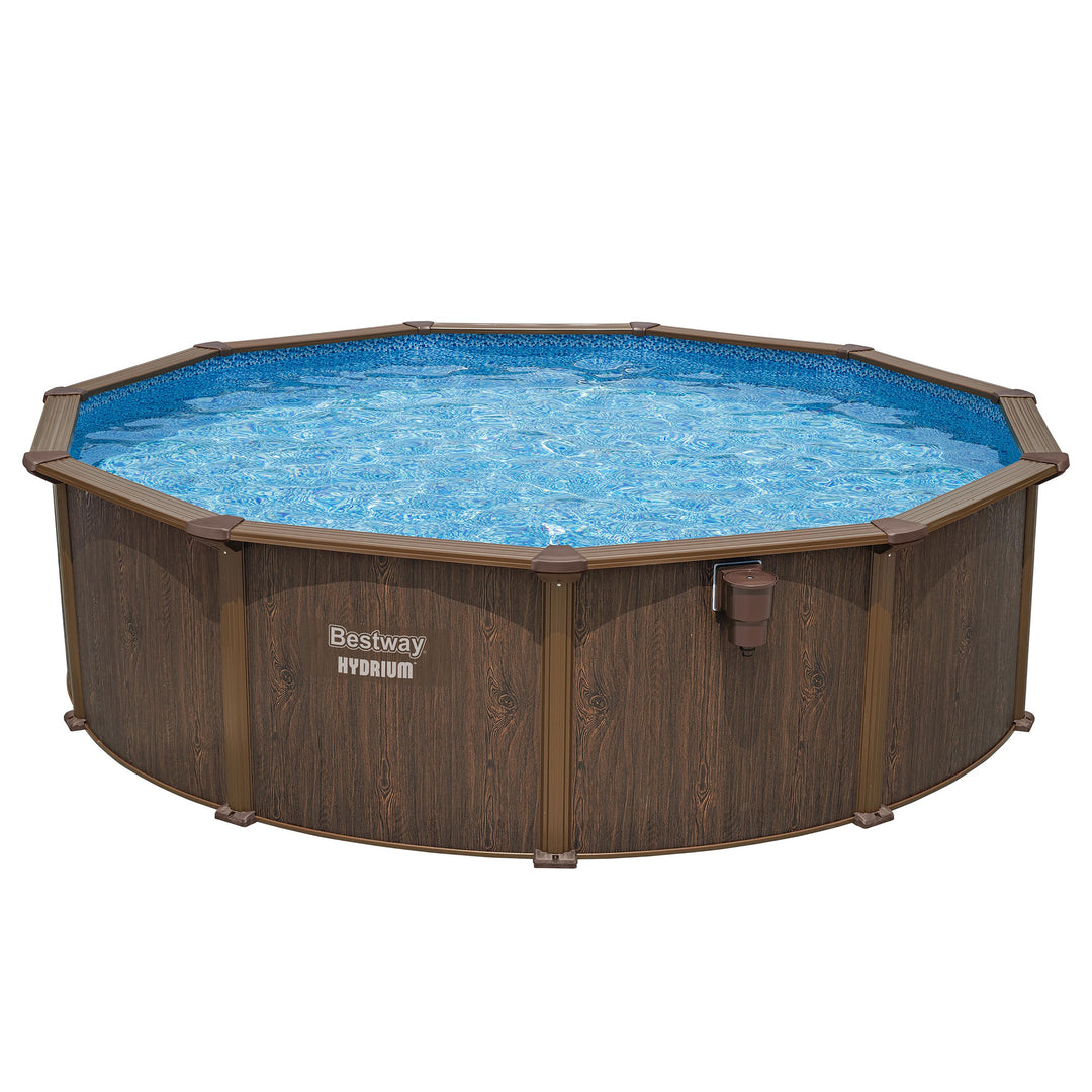 Bestway Hydrium 16’ x 52” Steel Wall Round Above Ground Swimming Pool Set