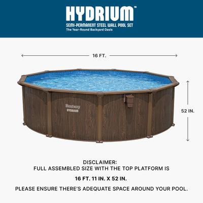Bestway Hydrium 16’ x 52” Steel Wall Round Above Ground Swimming Pool Set - VMInnovations