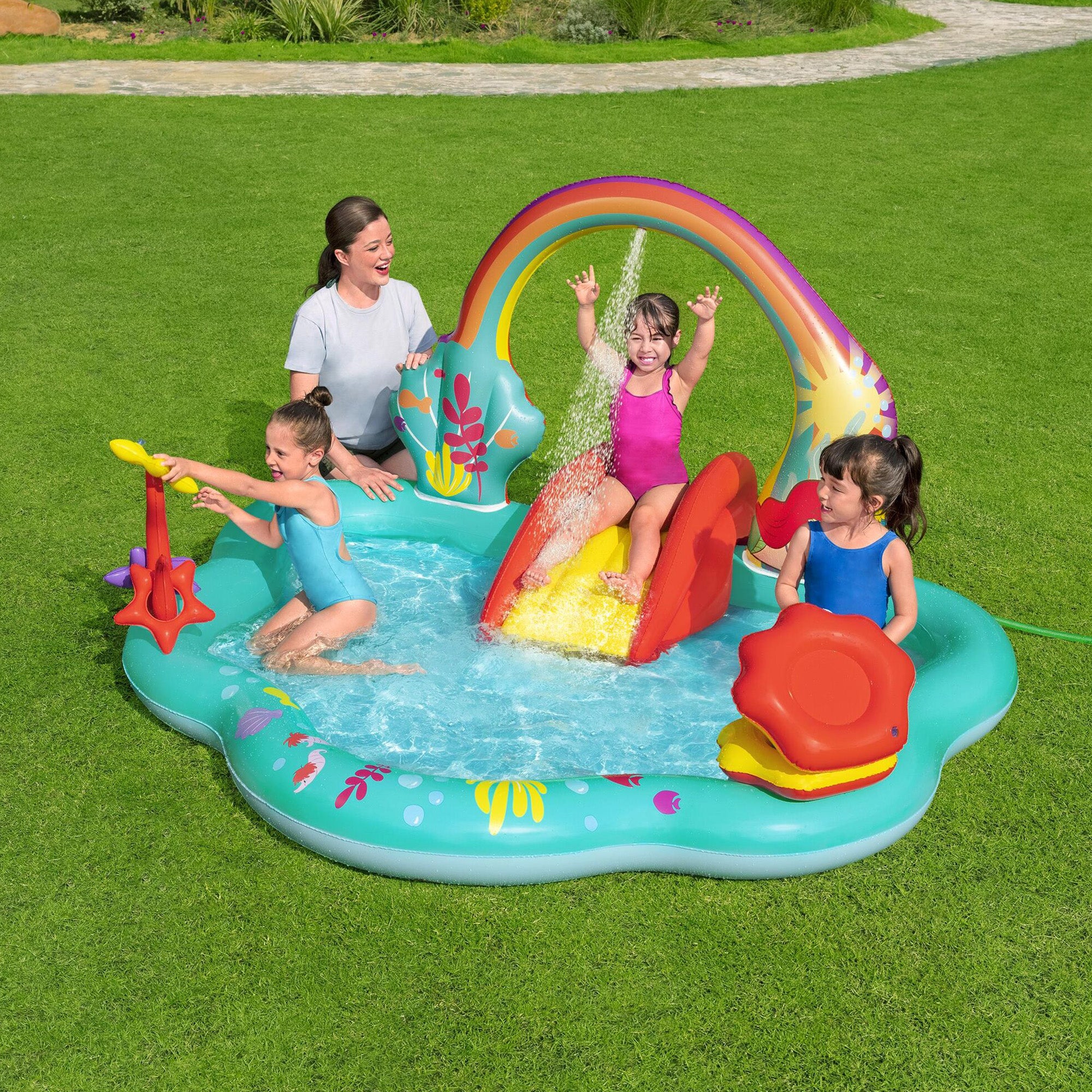 Little Mermaid Inflatable Kids Water Play Center Backyard Activity Pool (Used)