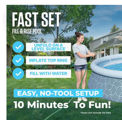 Bestway Fast Set 13' x 33" Round Inflatable Swimming Pool Set, Rattan Print - VMInnovations