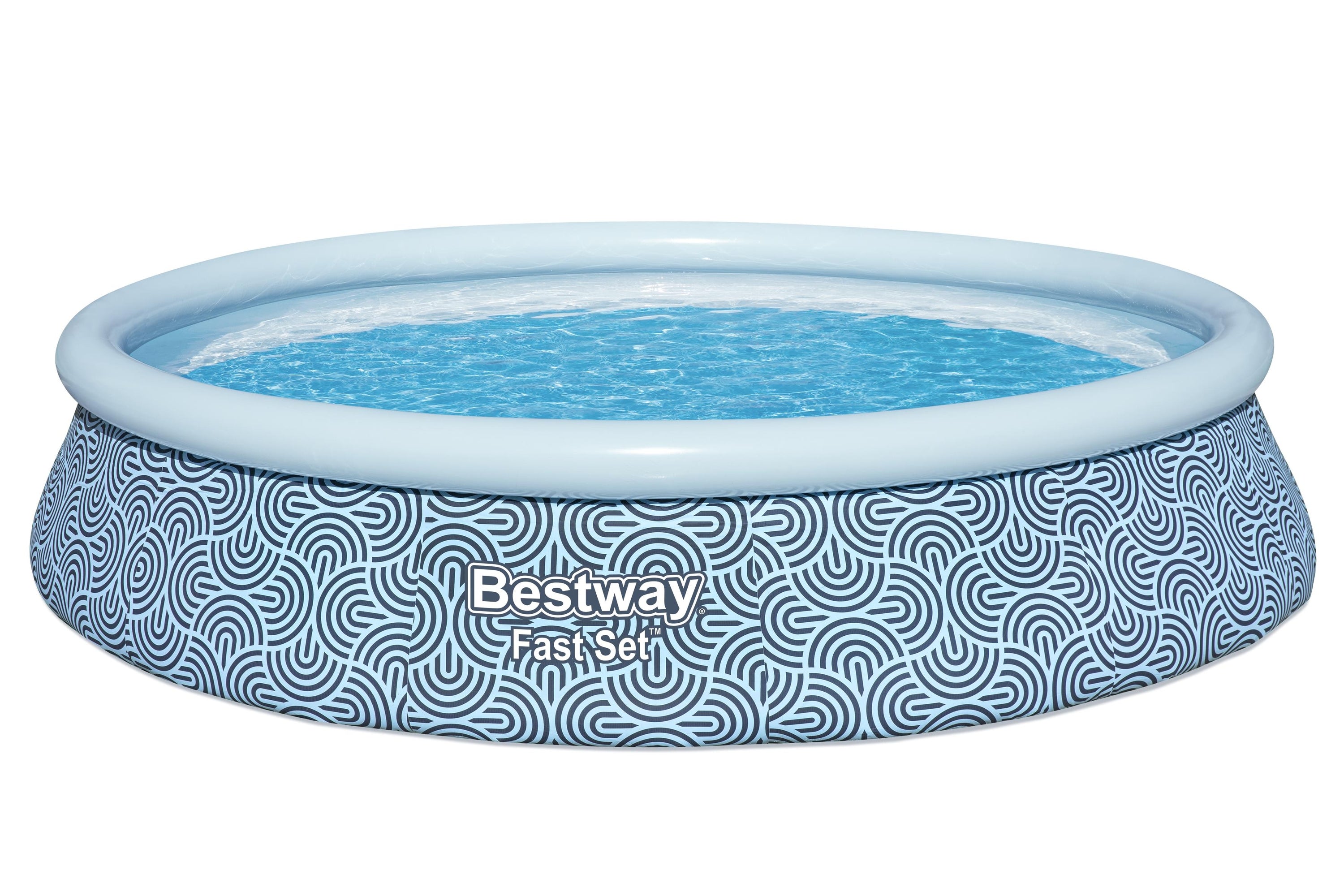Bestway Fast Set 13' x 33" Round Inflatable Swimming Pool Set, Rattan Print - VMInnovations