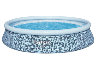 Bestway Fast Set 13' x 33" Round Inflatable Swimming Pool Set, Rattan Print - VMInnovations