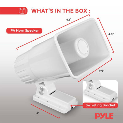 Pyle PHSP5 8" 65W 8-Ohm Indoor & Outdoor PA Horn Speaker 65 Watts, White