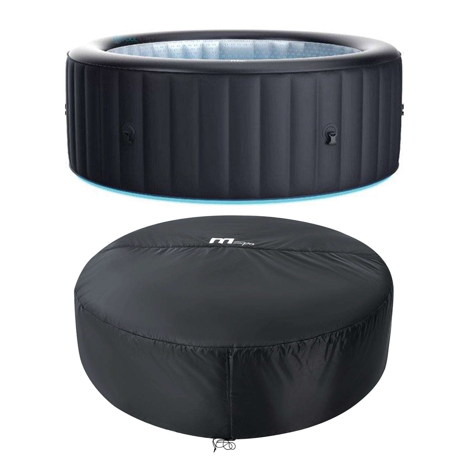 MSpa Round Inflatable Spa, 4 to 6 Person Hot Tub w/ LED & Energy Efficient Cover - VMInnovations