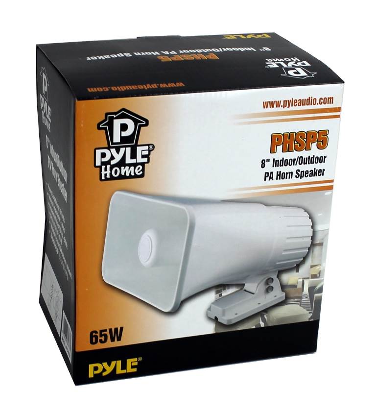 Pyle PHSP5 8" 65W 8-Ohm Indoor & Outdoor PA Horn Speaker 65 Watts, White