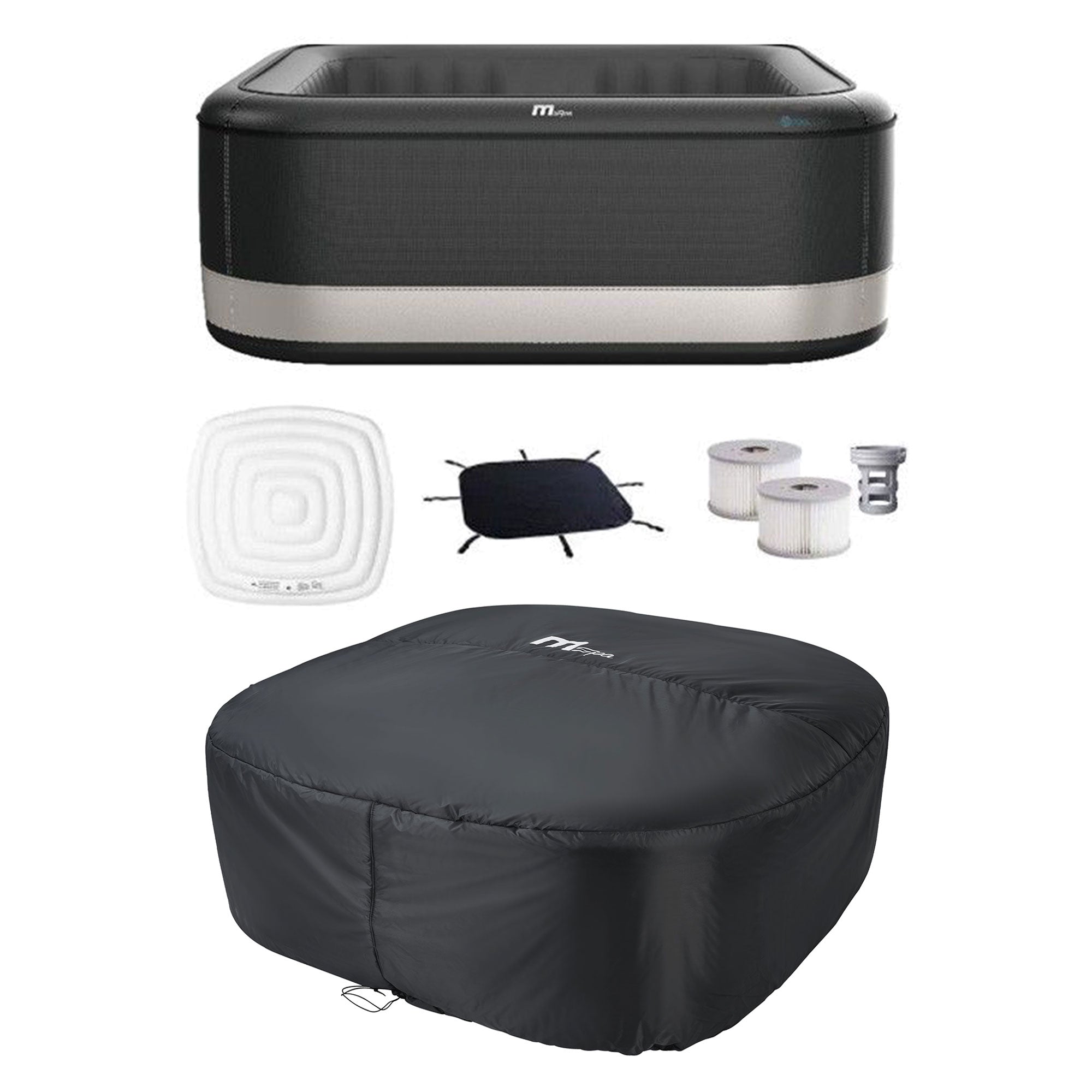 MSpa Square Inflatable Bubble Spa, 6 Person Hot Tub with Energy Efficient Cover - VMInnovations