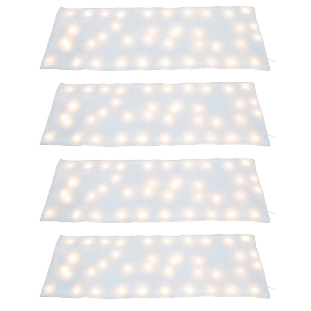 ProductWorks 4 Pack Pre-Lit Snow Cover Blanket Holiday Decoration, 48" x 15"