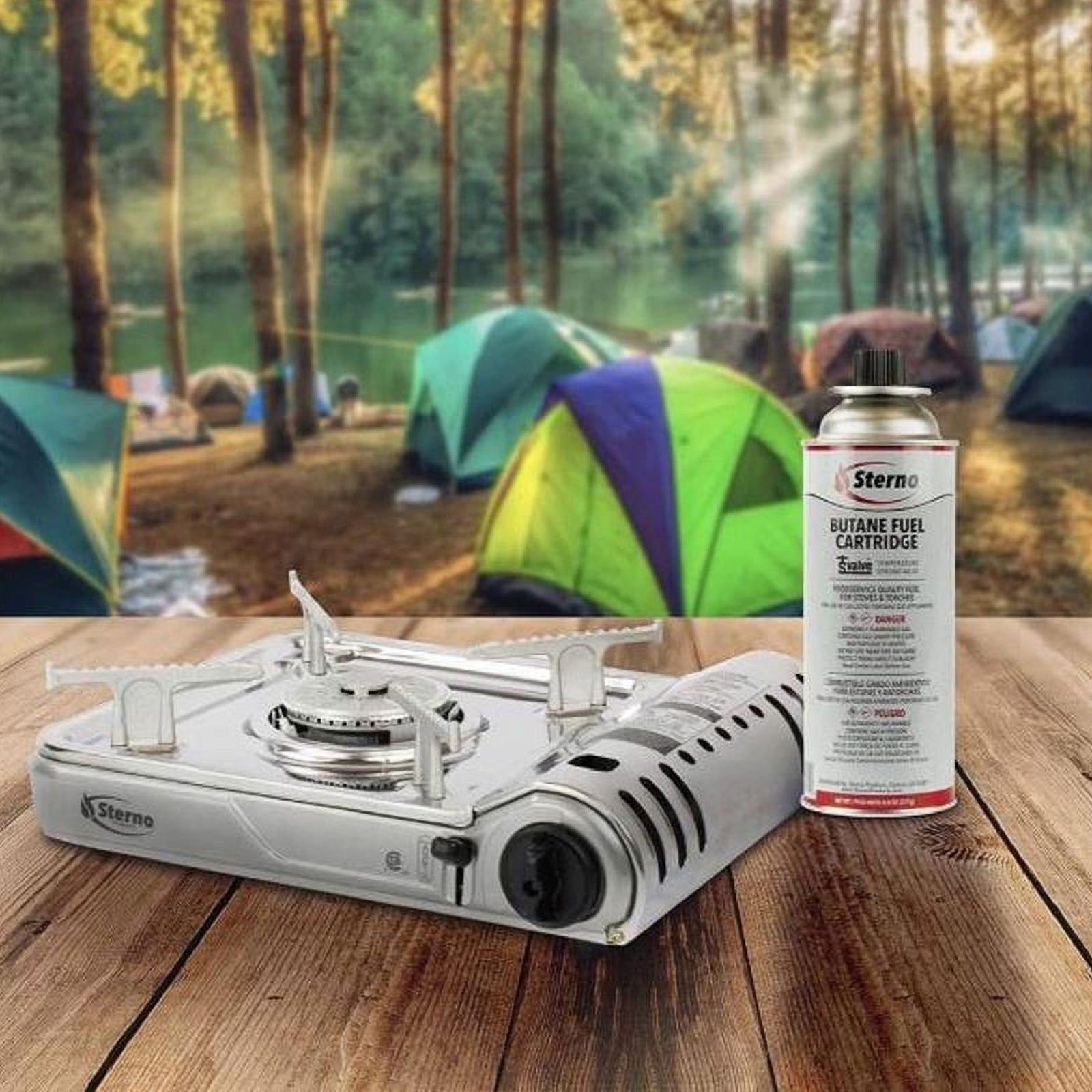 Sterno Portable Butane Stove, 7,000 BTU w/ Travel Case, Camping & Emergency Use - VMInnovations