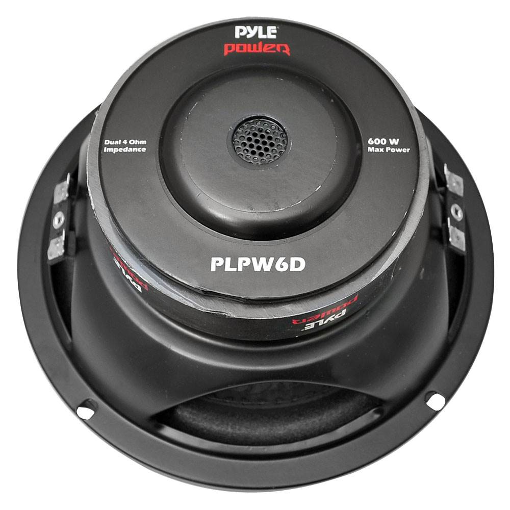 Pyle PLPW6D 6 Inch 600 Watt Dual 4 Ohm Car Audio Stereo Speaker Subwoofer, Black