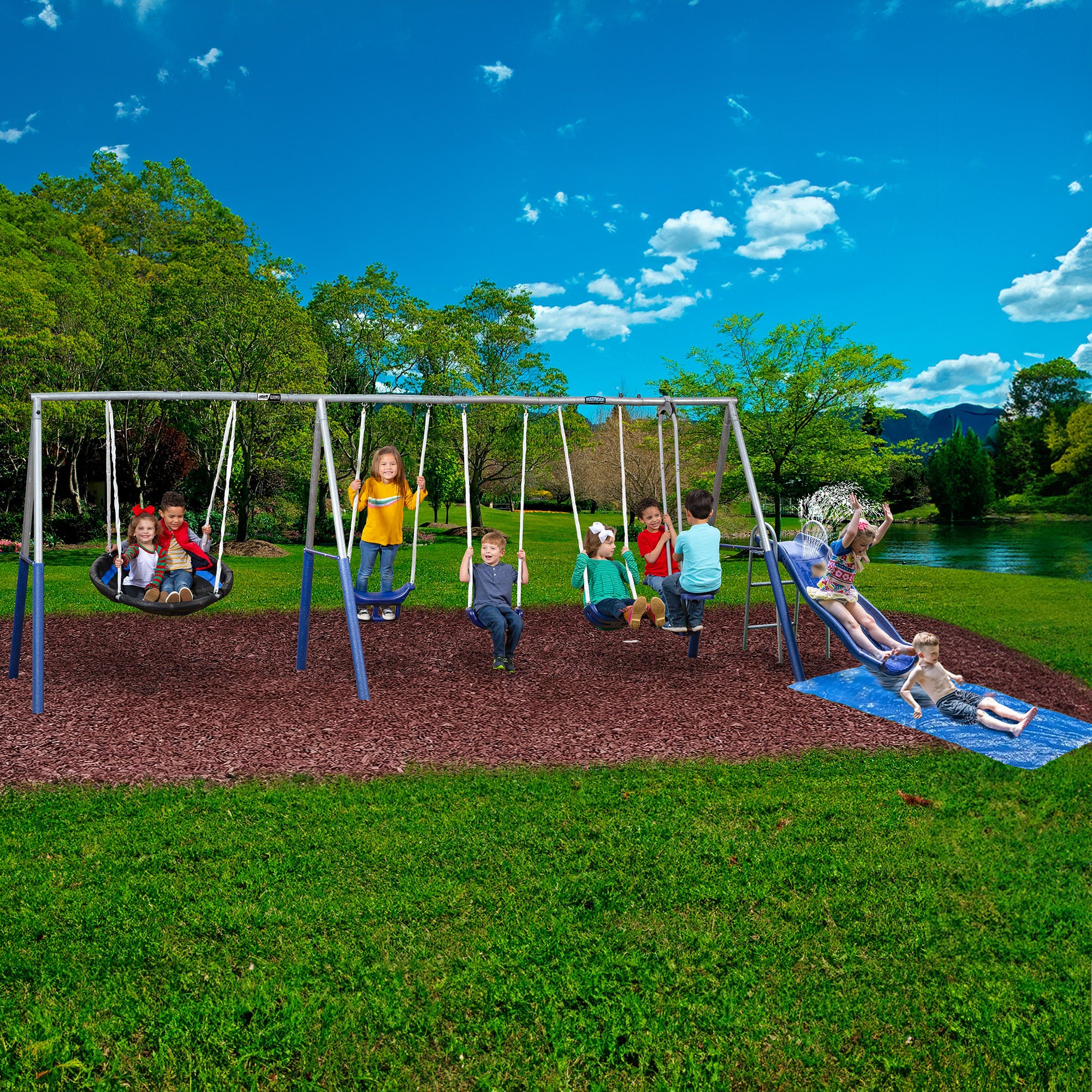 XDP Recreation Fun Always Playground w/Water Slide & Super Disc Swing (Open Box) - VMInnovations