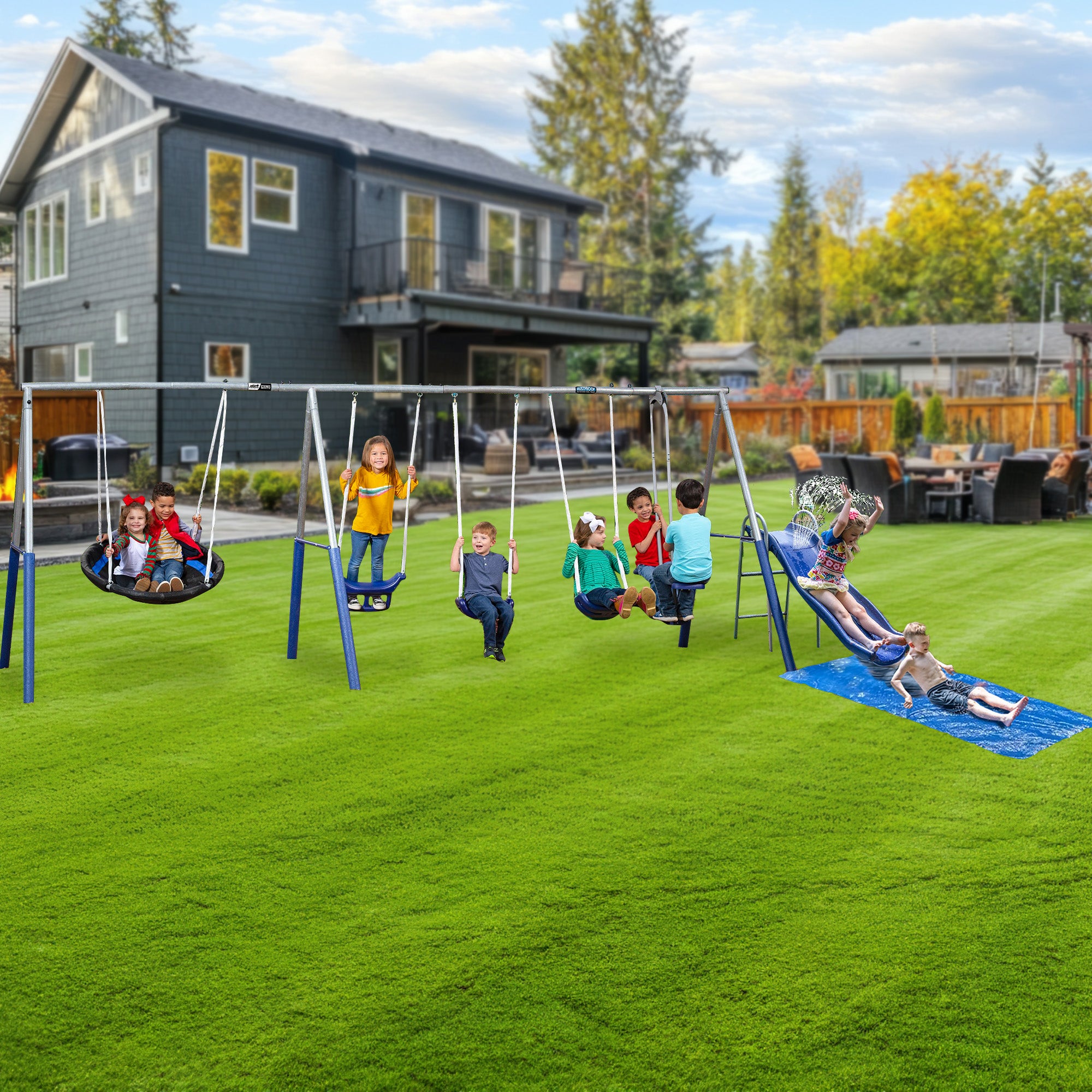 XDP Recreation Fun Always Playground w/Water Slide & Super Disc Swing (Open Box) - VMInnovations