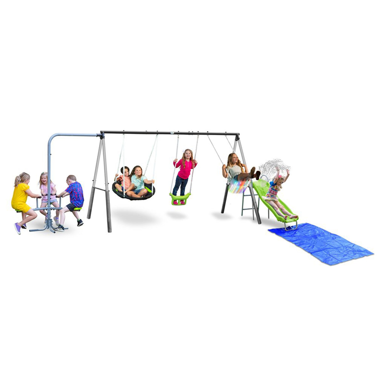 XDP Recreation Playground Park W Water Slide and Triple Fun Go Round (Open Box)