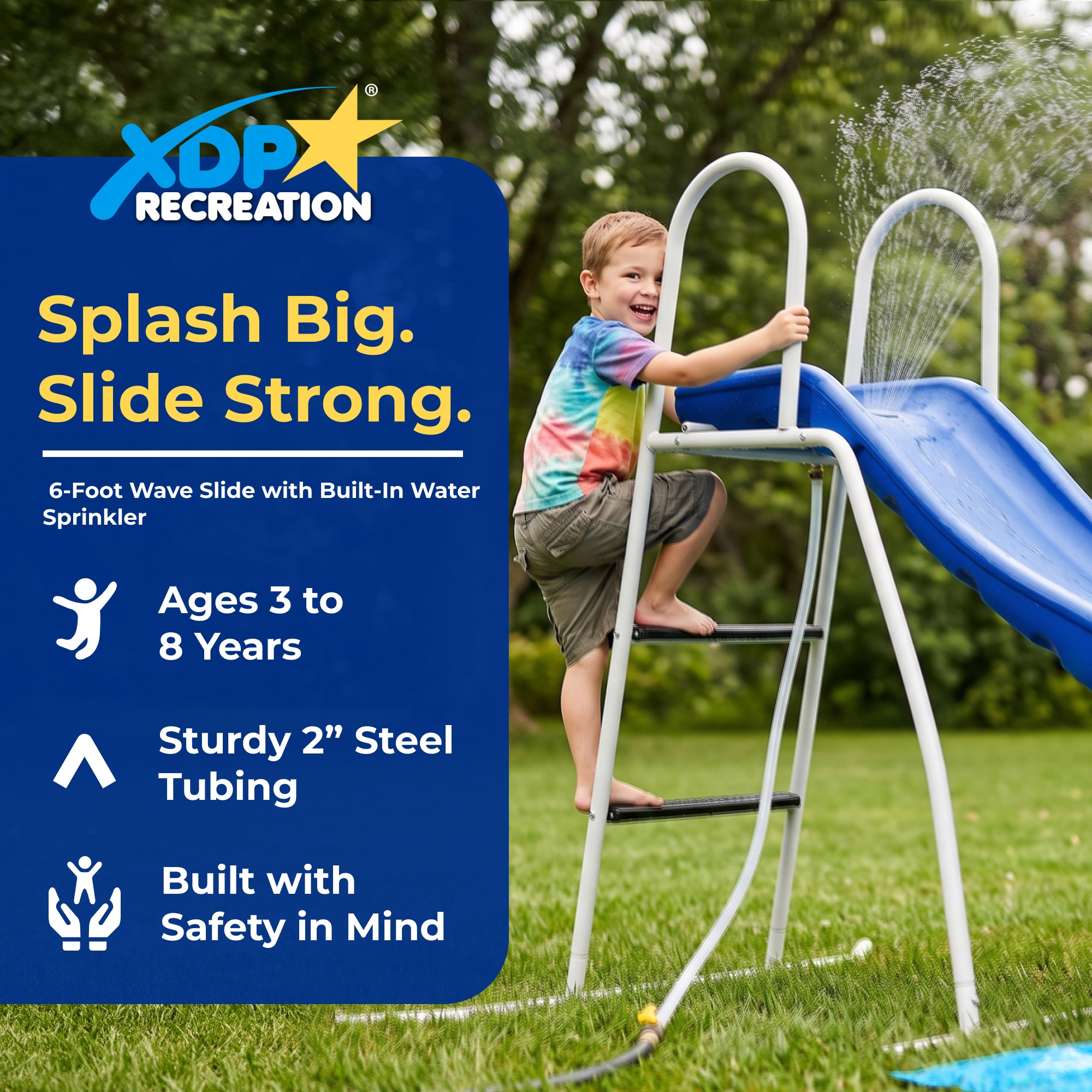 XDP Recreation 6 Foot Water Wave Slide Plus, Built In Adjustable Water Sprinkler