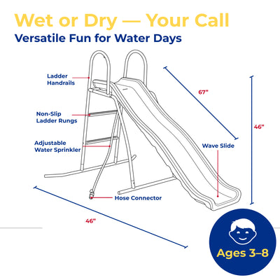 XDP Recreation 6 Foot Water Wave Slide Plus, Built In Adjustable Water Sprinkler