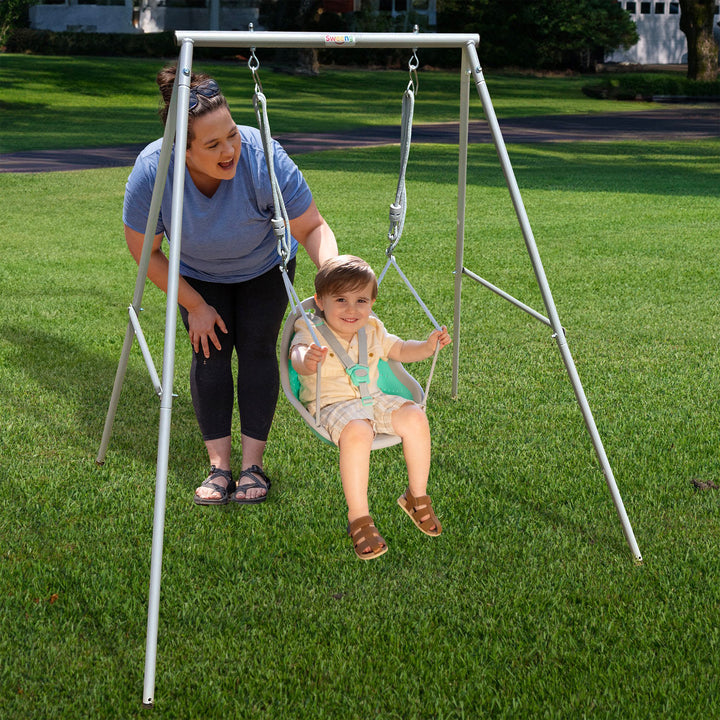 XDP Recreation Sweeng Child Swing w/Frame, Portable Backyard Play Set (Open Box)