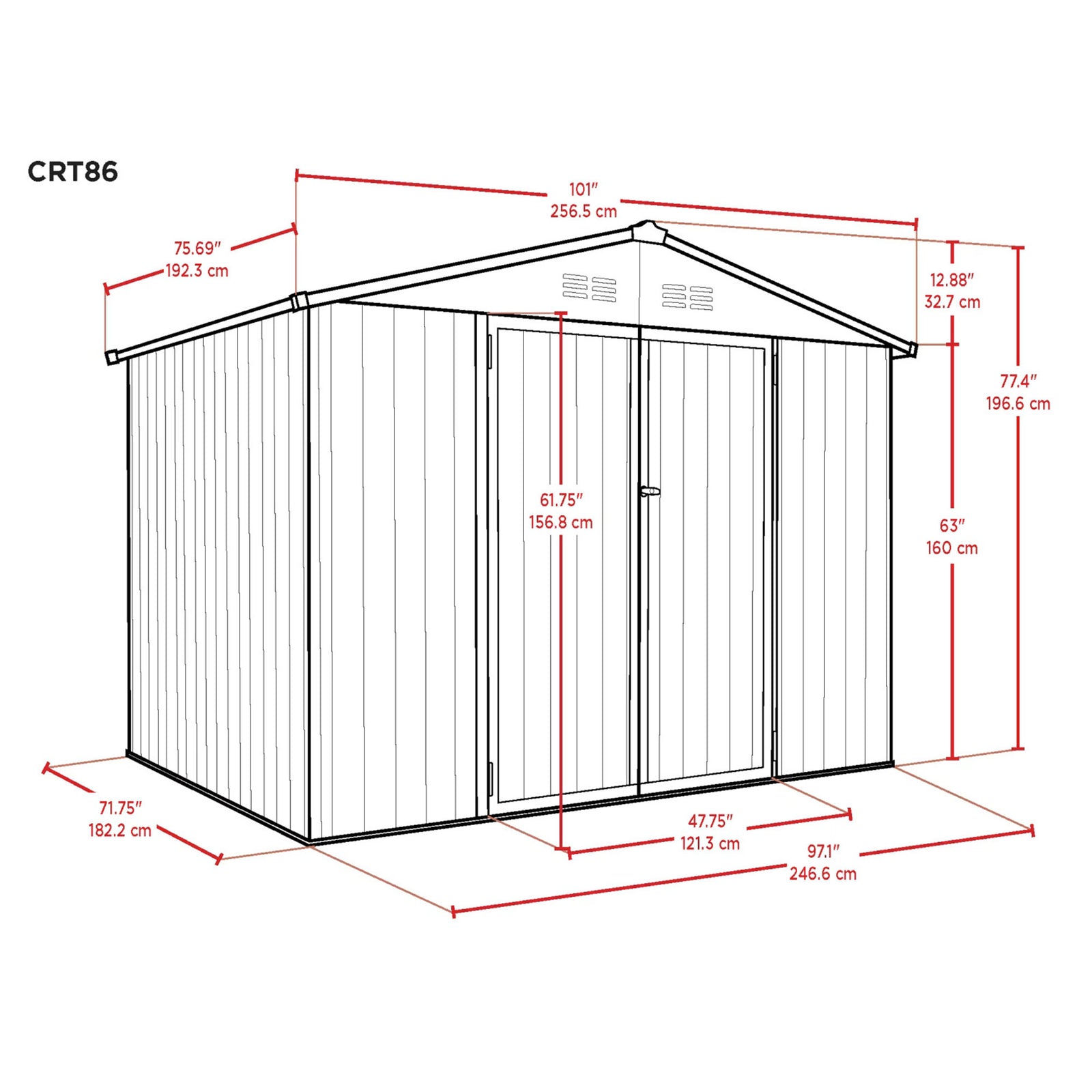 COVER-IT Metal Lockable Storage Shed for Outdoor or Backyard Storage, 8' x 6' - VMInnovations