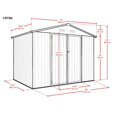 COVER-IT Metal Lockable Storage Shed for Outdoor or Backyard Storage, 8' x 6' - VMInnovations