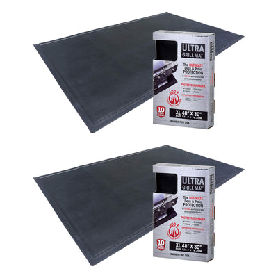 Diversitech 2 Pack Outdoor Gas Grill BBQ and Patio Fire Pit Mat, 48"x30", Black - VMInnovations