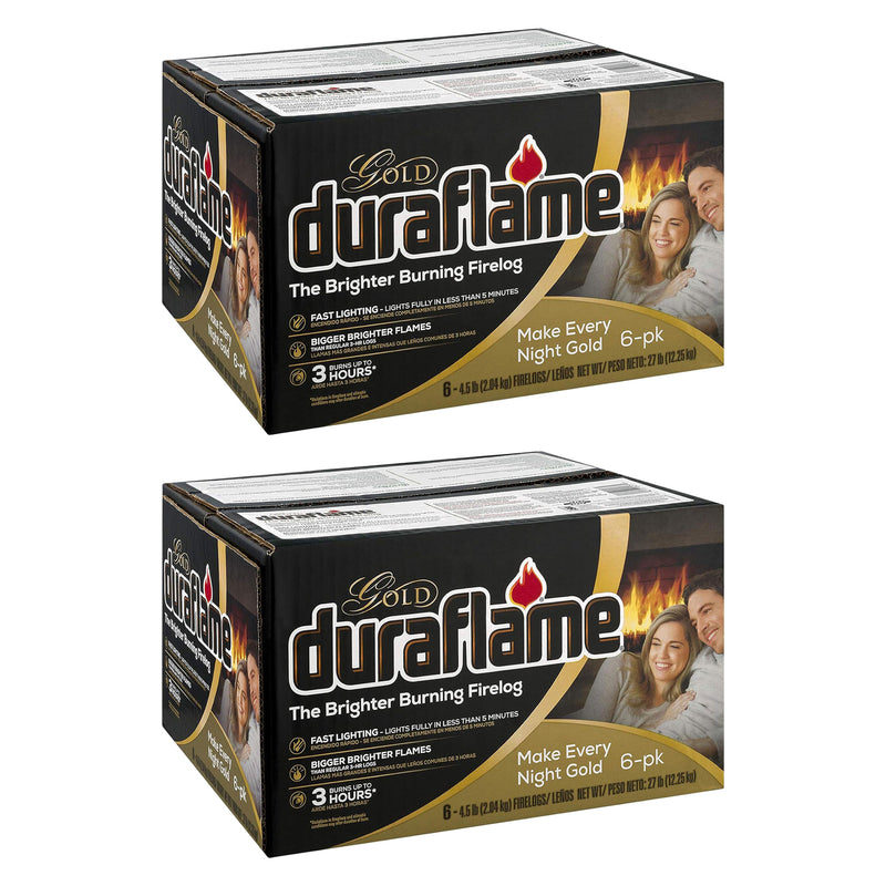 Duraflame 2 Pack Clean Burning Gold Firelogs 3 Hour Burn Indoor/Outdoor Flames