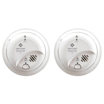 First Alert 2 Pack Smoke and Carbon Monoxide Alarm Detector with 9 Volt Battery