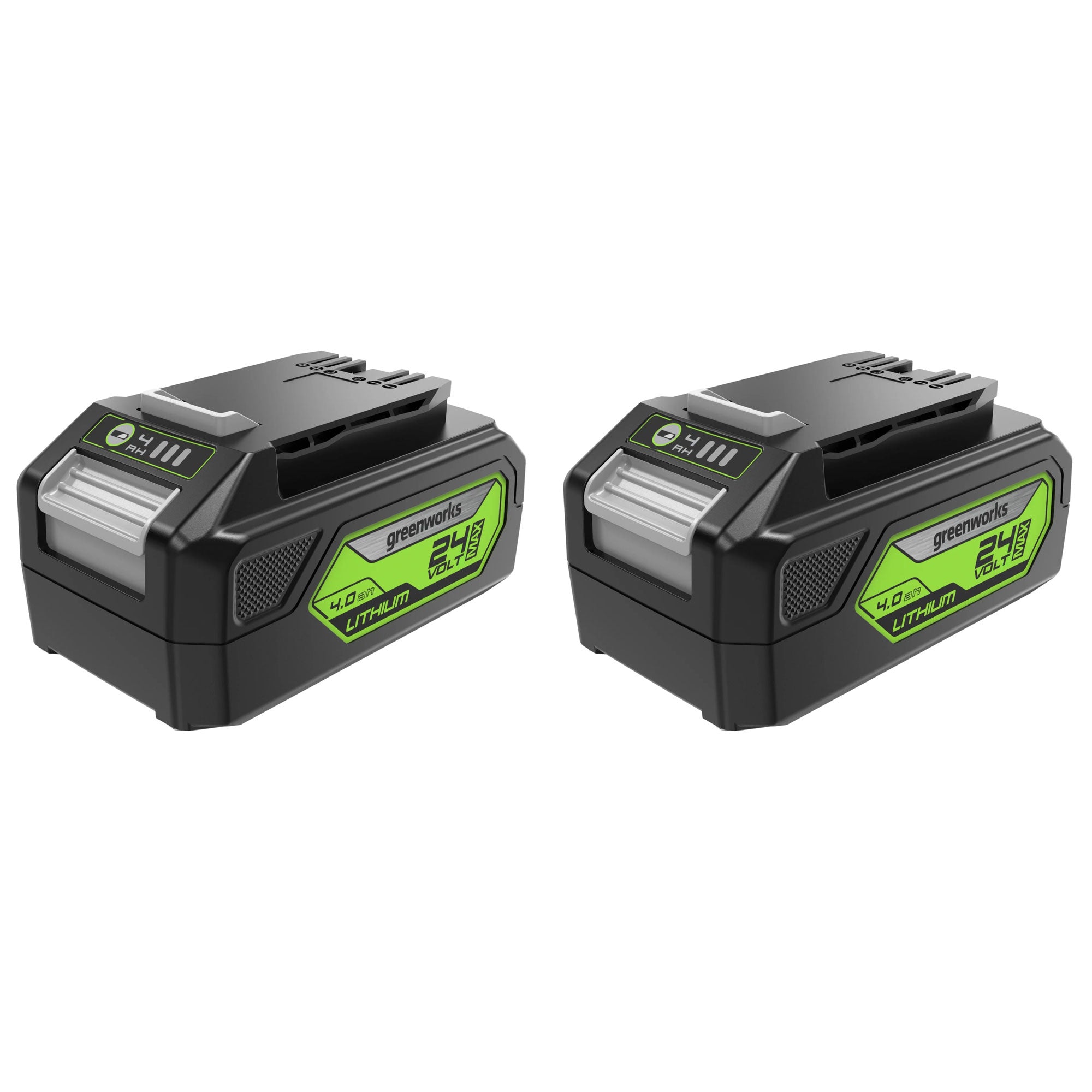 Greenworks 2 Pack 24 Volt Max Lithium Ion Battery, 4 Amp Rechargeable Power Pack