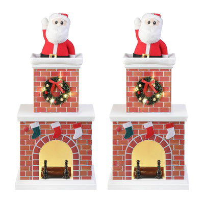 Mr. Christmas 2 Pack 18" Animated Santa in Chimney w/LED Lights & Music, White