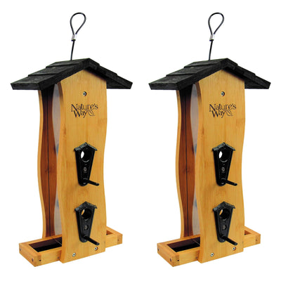 Nature's Way 2 Pack Bamboo Bird Feeder with Removable Fresh Seed Tray for Birds - VMInnovations