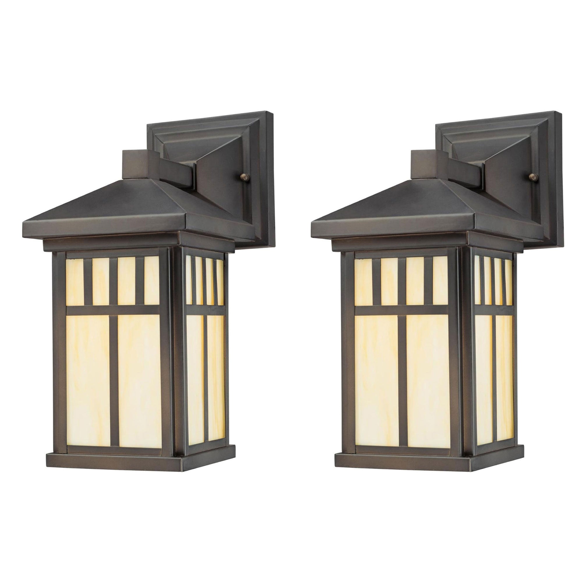 Westinghouse 2 Pack Burnham Single Light Exterior Wall Lantern & Honey Art Glass