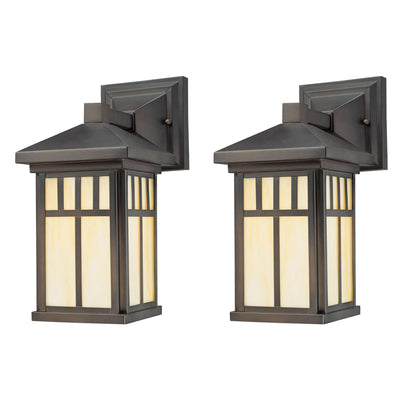 Westinghouse 2 Pack Burnham Single Light Exterior Wall Lantern & Honey Art Glass