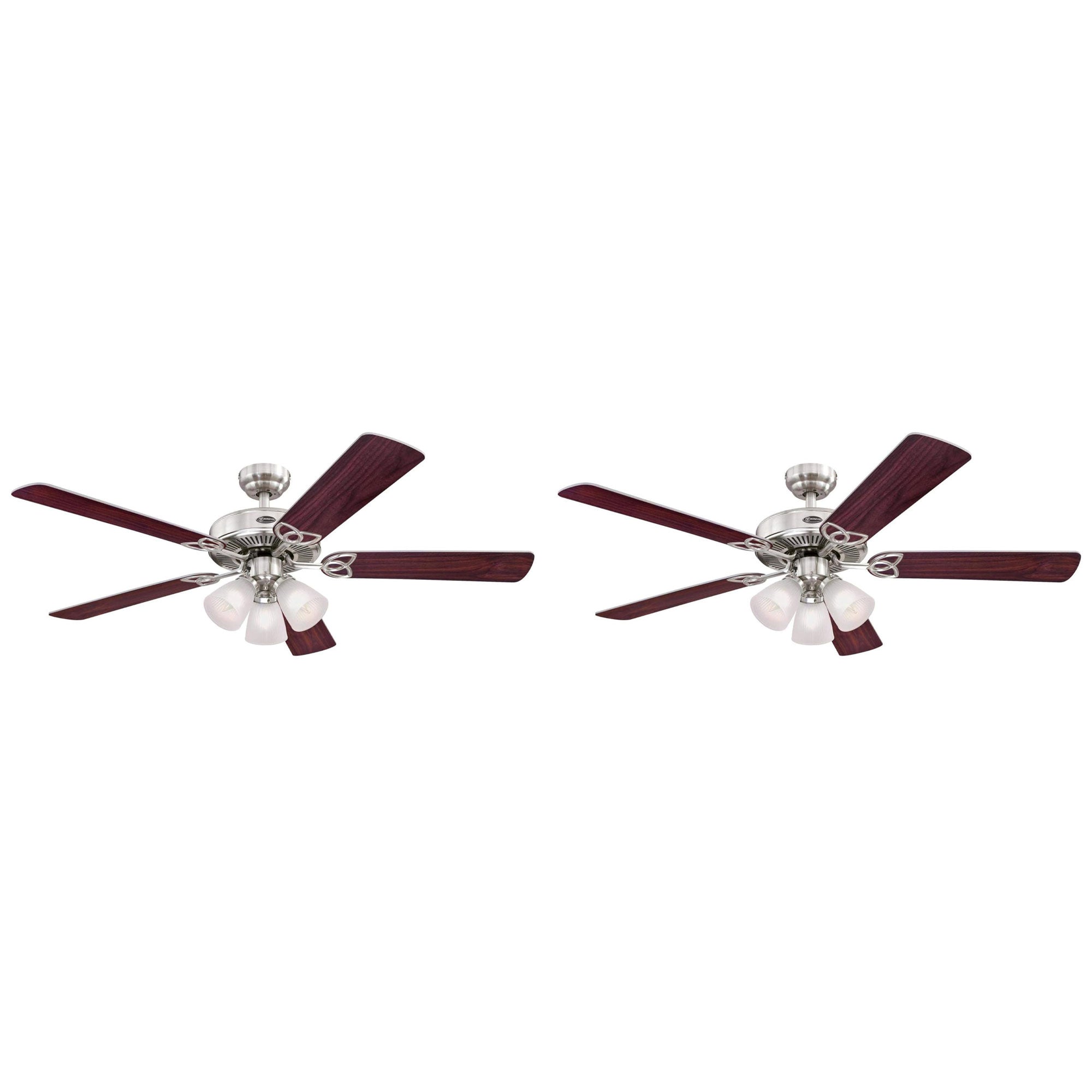 Westinghouse 2 Pack Vintage Ceiling Fan with Light Kit, 52 Inch, Brushed Nickel - VMInnovations
