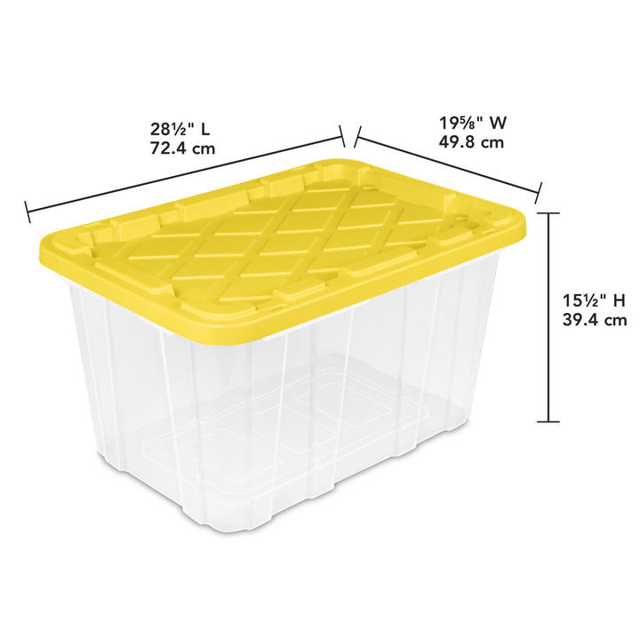 Sterilite Industrial Storage Box with Carrying Handles, 27 Gal, Yellow, 4 Pack