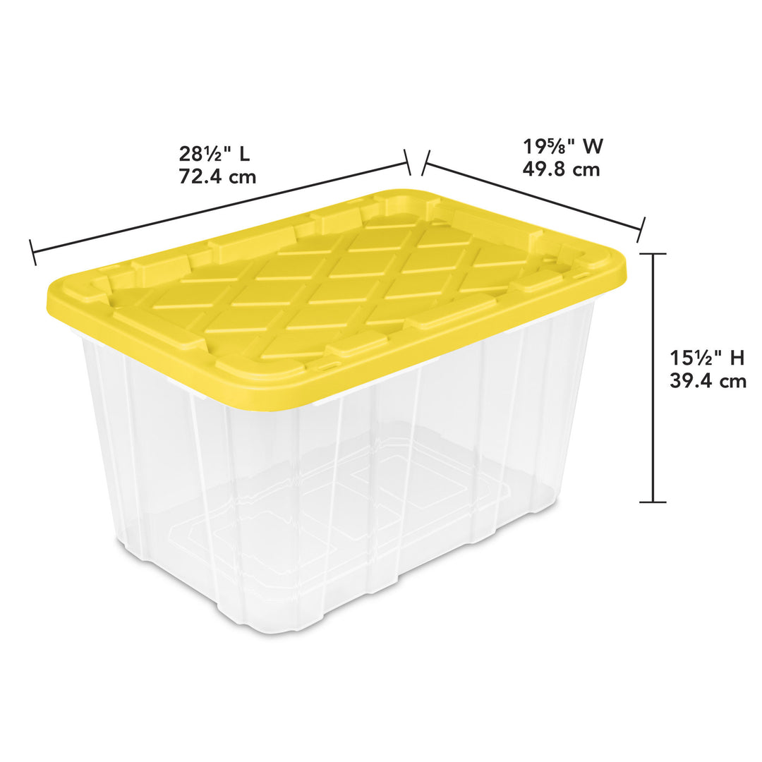 Sterilite Industrial Storage Box with Carrying Handles, 27 Gal, Yellow, 16 Pack