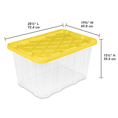 Sterilite Industrial Storage Box with Carrying Handles, 27 Gal, Yellow, 16 Pack