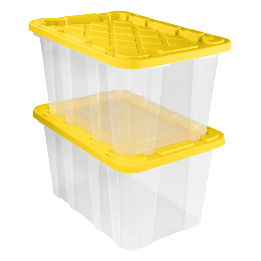 Sterilite Industrial Storage Box with Carrying Handles, 27 Gal, Yellow, 4 Pack