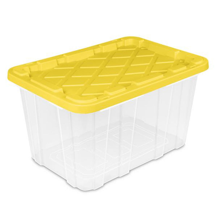 Sterilite Industrial Storage Box with Carrying Handles, 27 Gal, Yellow, 4 Pack