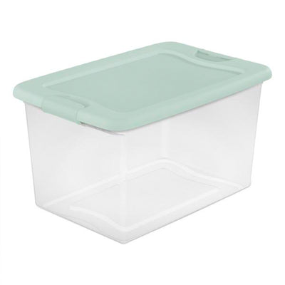 Sterilite 24 Pack 64 Qt Latching Box, Plastic Storage Bin with Lid, Mindful Mint - VMInnovations