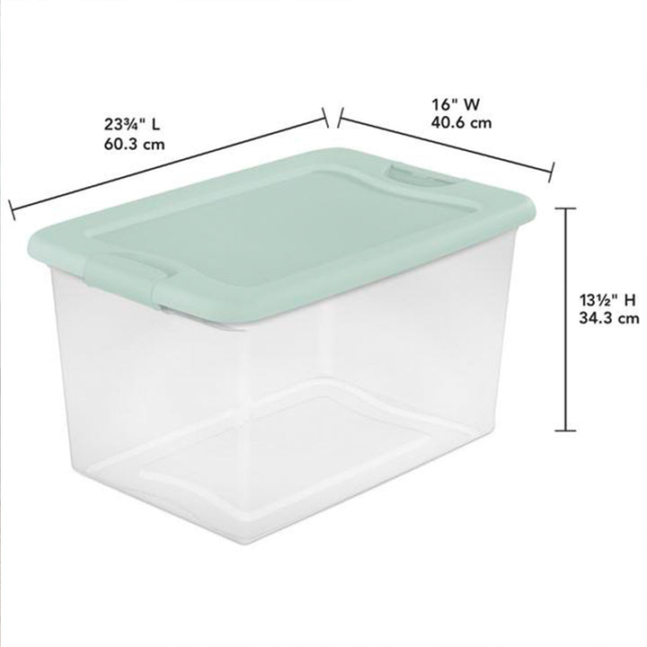 Sterilite 6 Pack 64 Qt Latching Box, Plastic Storage Bin with Lid, Mindful Mint