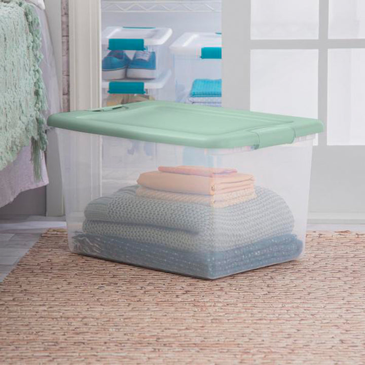Sterilite 6 Pack 64 Qt Latching Box, Plastic Storage Bin with Lid, Mindful Mint - VMInnovations