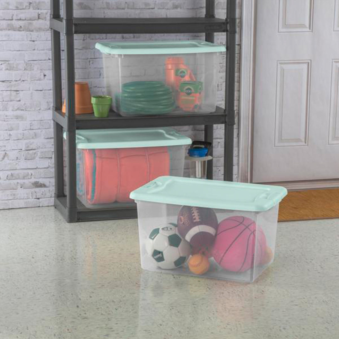 Sterilite 12 Pack 64 Qt Latching Box, Plastic Storage Bin with Lid, Mindful Mint