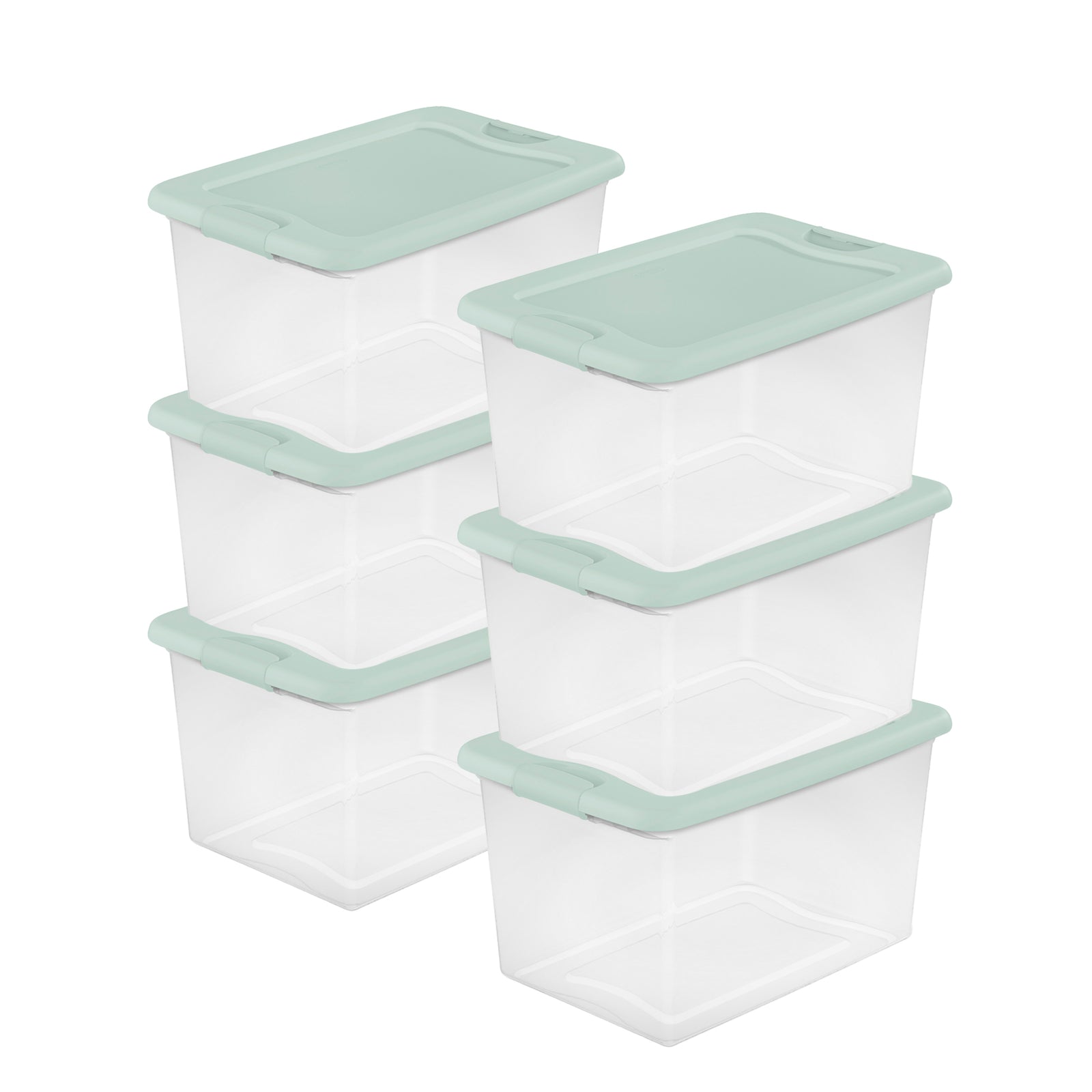 Sterilite 6 Pack 64 Qt Latching Box, Plastic Storage Bin with Lid, Mindful Mint - VMInnovations