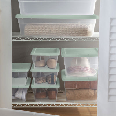 Sterilite 60 Pack 6 Quart Storage Box Stackable Bin with Lid, Plastic Container - VMInnovations