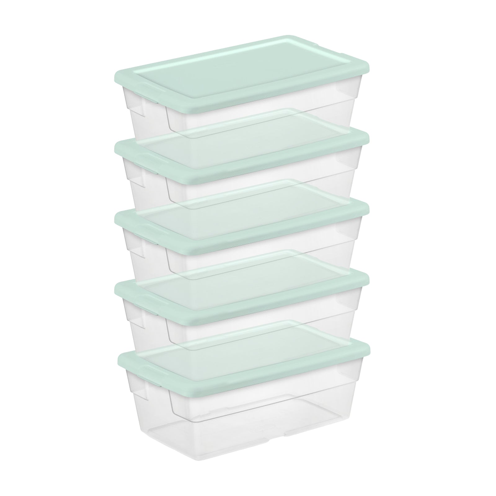 Sterilite 6 Quart Storage Box Stackable Bin with Lid, Plastic Container, 5 Pack - VMInnovations