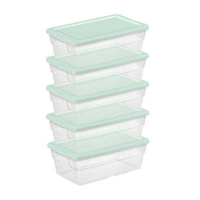 Sterilite 60 Pack 6 Quart Storage Box Stackable Bin with Lid, Plastic Container - VMInnovations