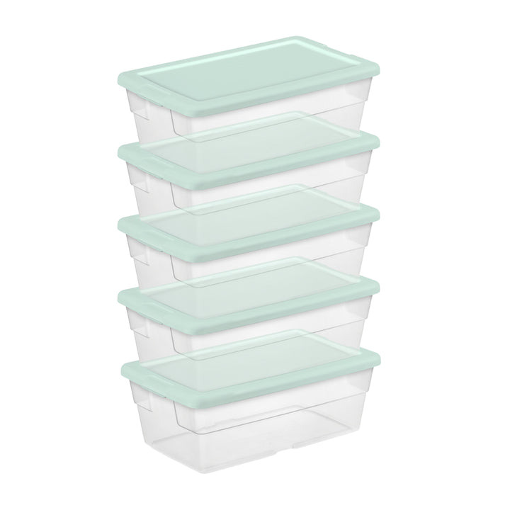Sterilite 60 Pack 6 Quart Storage Box Stackable Bin with Lid, Plastic Container - VMInnovations