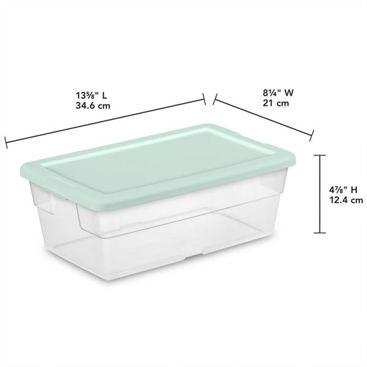 Sterilite 6 Quart Storage Box Stackable Bin with Lid, Plastic Container, 5 Pack