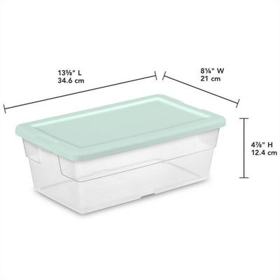 Sterilite 60 Pack 6 Quart Storage Box Stackable Bin with Lid, Plastic Container - VMInnovations